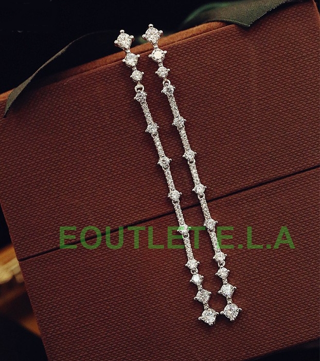 60mm HIGH QUALITY CZ SOLID SILVER DANGLE EARRINGS
